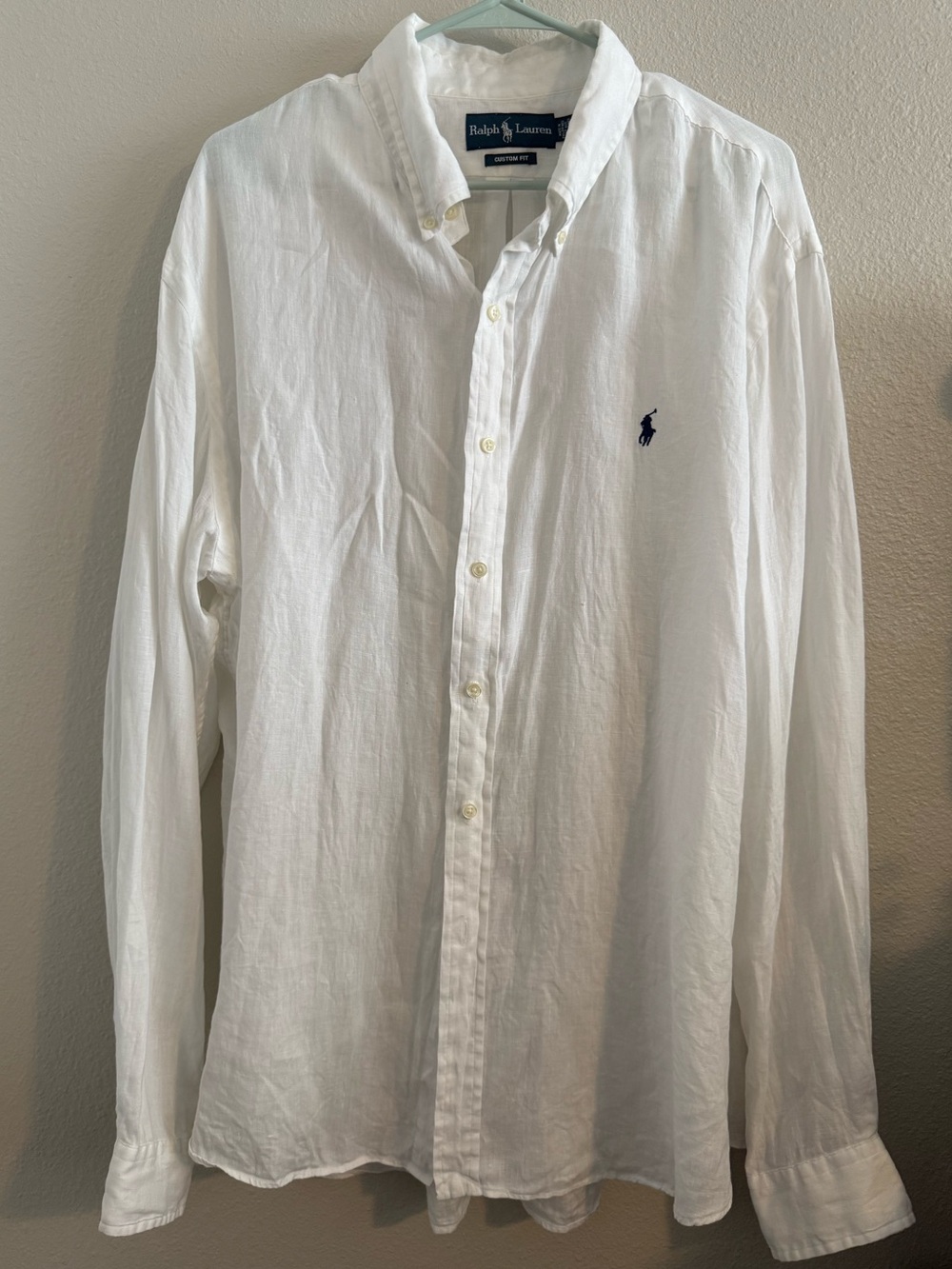 Ralph Lauren Linen White Long-Sleeve Button-Down Shirt Mens XXL Old Money